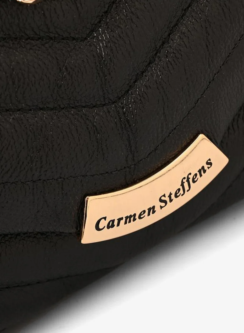 Carmen Steffens  Black Quilted Leather Bag with Metal Application for Women | Best Price UAE