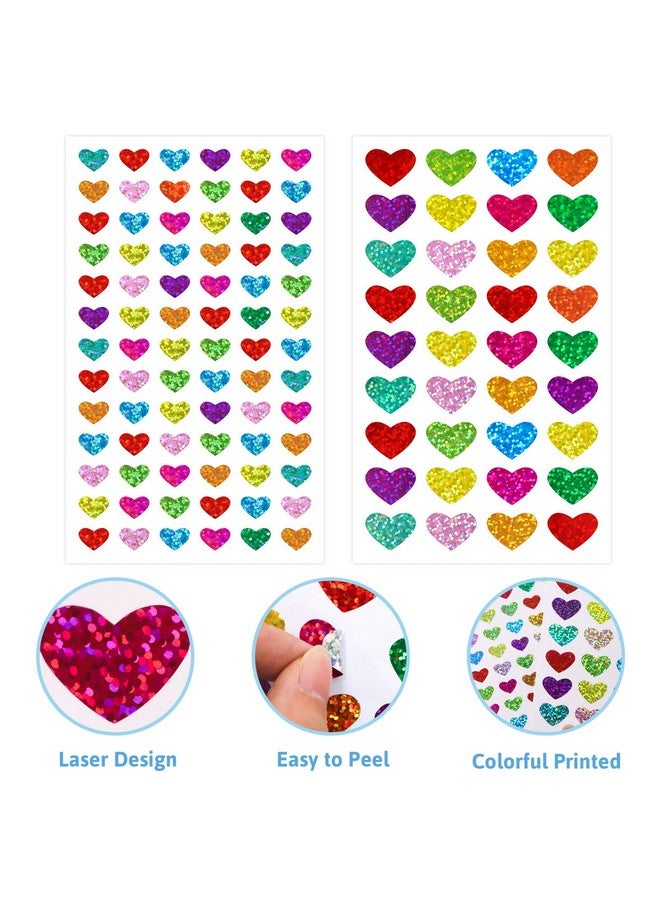 Fancy Land Glitter Heart Stickers for Kids Reward Holographic Foil Decorative Sticker Art Craft Labels for School Classroom Teacher Encourage Supplies Student Award Favors 1140Pcs - Image 4