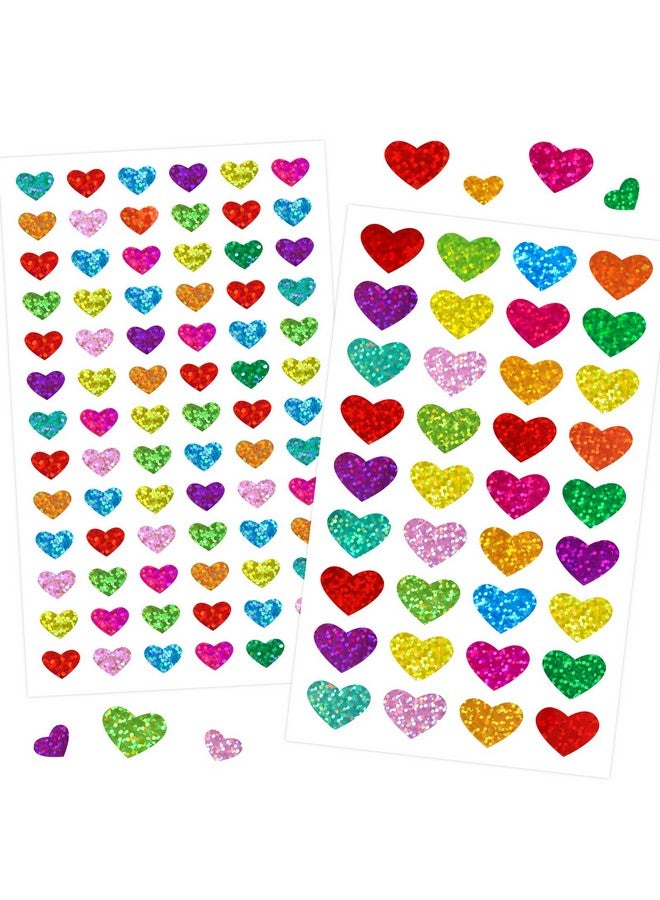 Fancy Land Glitter Heart Stickers for Kids Reward Holographic Foil Decorative Sticker Art Craft Labels for School Classroom Teacher Encourage Supplies Student Award Favors 1140Pcs - Image 2