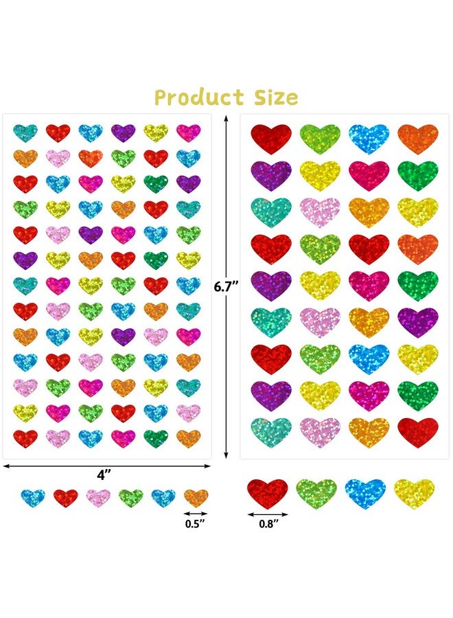 Fancy Land Glitter Heart Stickers for Kids Reward Holographic Foil Decorative Sticker Art Craft Labels for School Classroom Teacher Encourage Supplies Student Award Favors 1140Pcs - Image 3