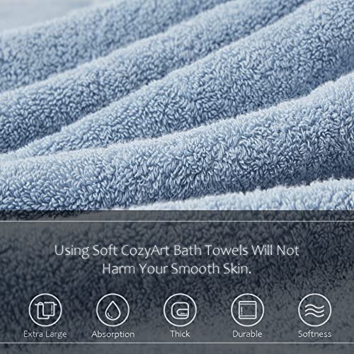 COZYART Light Blue Towel Sets for Bathroom 6Pcs, Turkish Cotton Bath Towel Set Soft Highly Absorbent and Durable 650 GSM Luxury Bathroom Sets with 2 Bath Towels, 2 Hand Towels, 2 Washclothes - Image 2