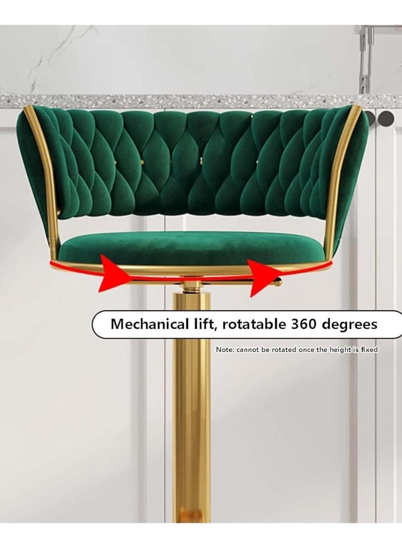 DubaiGallery Luxury bar Stool,Modern Round Adjustable Reception Chair, Gold Velvet Bar Chair, Kitchen high Dining Chair , Height Adjustable and 360° Swivel. Suitable for bar, Home, offce, Cafe - Image 4