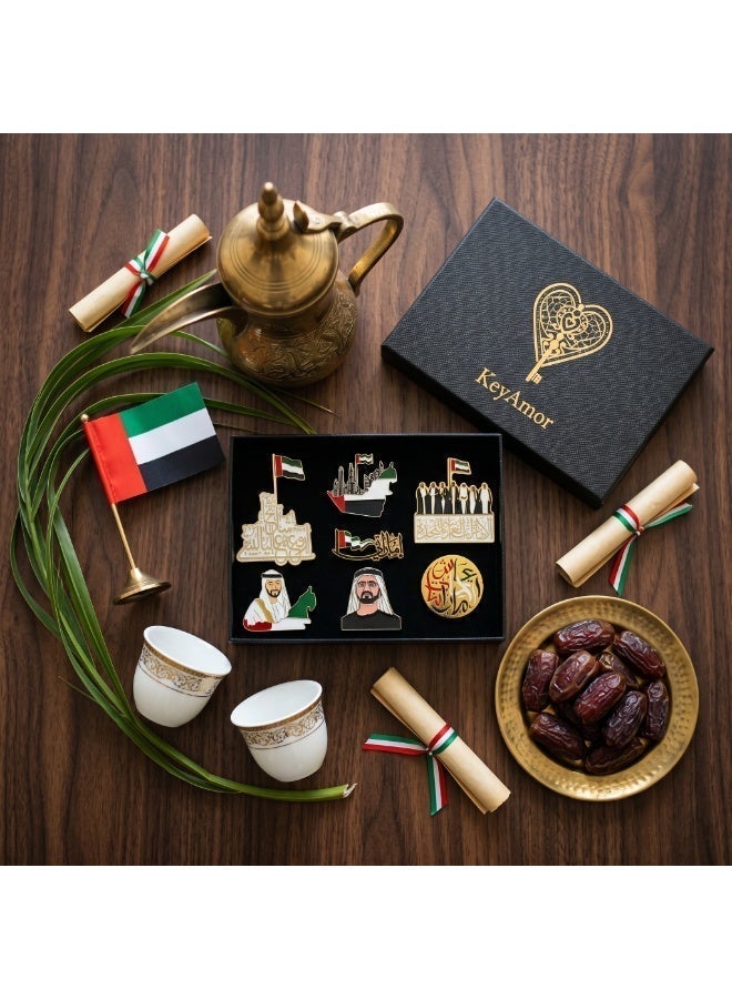 كيامور مجموعة 7 ملصقات شارات معدنية لليوم الوطني الإماراتي من KeyAmor – طقم تذكاري للشيخ زايد – ملصقات هاتف ثنائية الأبعاد وزينة وطنية – مجموعة هدايا إماراتية - Image 5