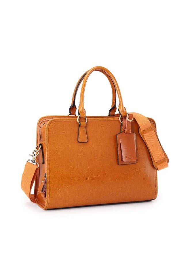 Kattee Genuine Leather Briefcase for Women, Large Capacity Laptop Bag with Luggage Tag - Image 1