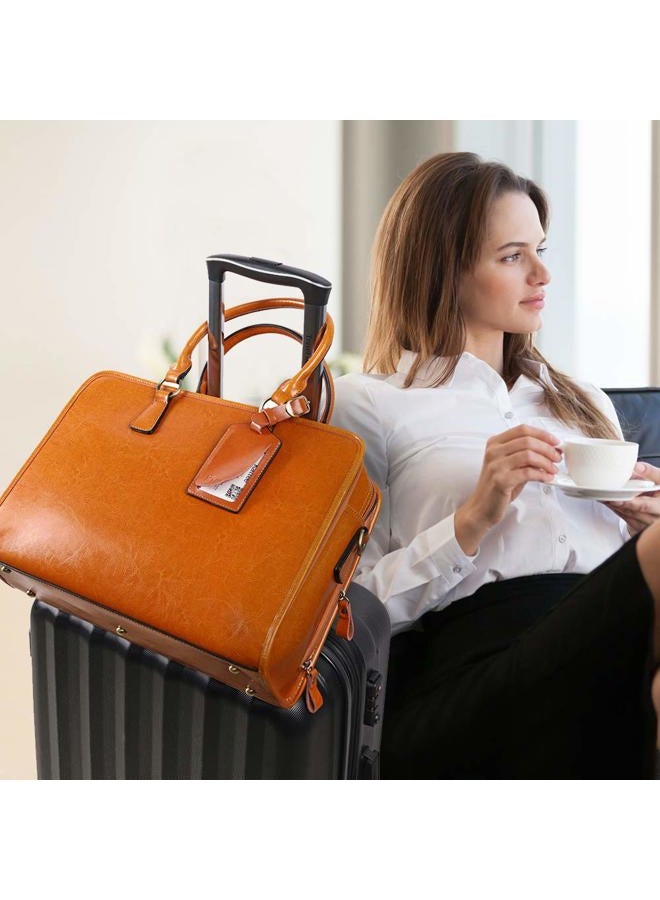 Kattee Genuine Leather Briefcase for Women, Large Capacity Laptop Bag with Luggage Tag - Image 3