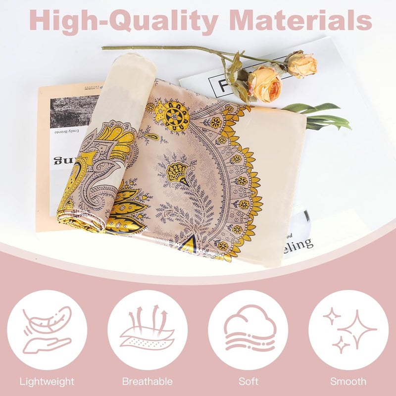 KASTWAVE 35” Large Square Head Scarf - 2PCS Satin Hair Scarves, Printed Hair Scarves for Women - Image 3