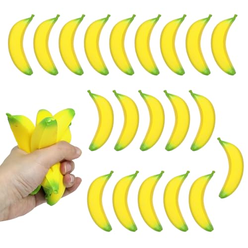 Lohoee 20 Pcs Banana Stress Toys Stretchy Banana Fidget Toys Bulk Mini PU Squeeze Toys for Kids Adults Stress Relief Party Favors Bag Fillers or Xmas Gift - Image 1