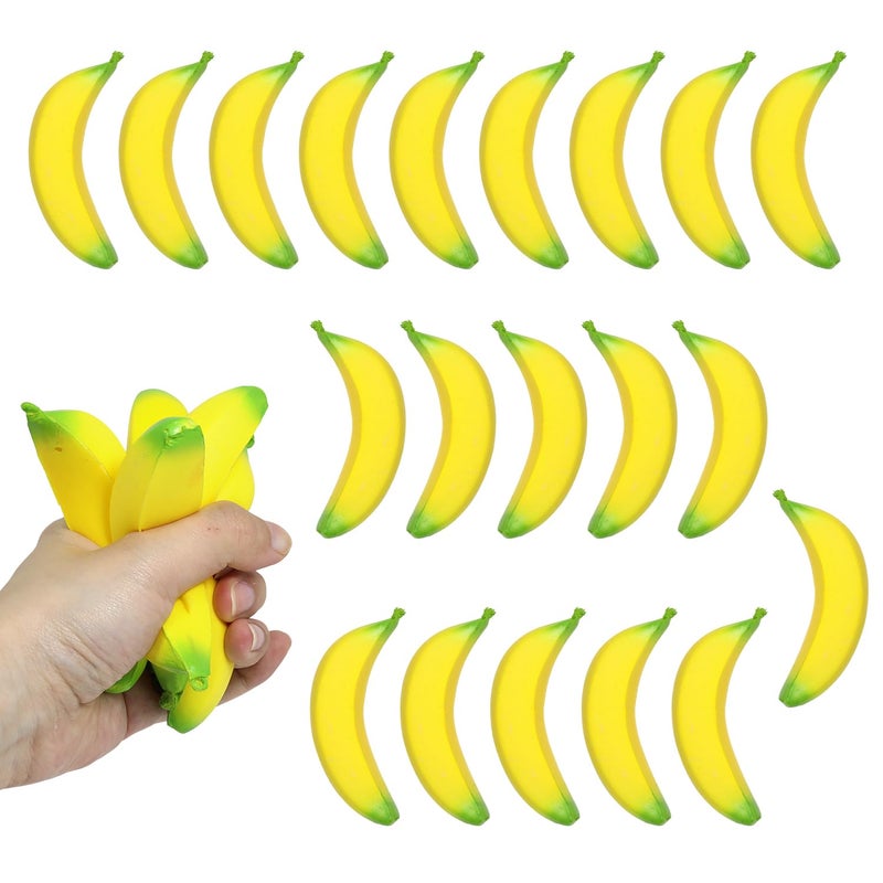 Lohoee 20 Pcs Banana Stress Toys Stretchy Banana Fidget Toys Bulk Mini PU Squeeze Toys for Kids Adults Stress Relief Party Favors Bag Fillers or Xmas Gift - Image 3