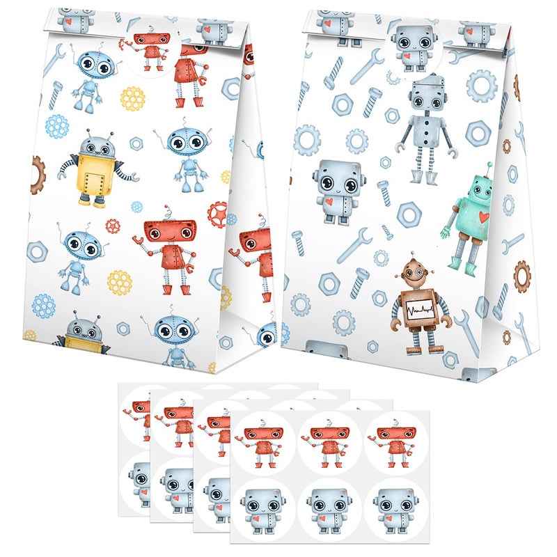 BonBeeDesign 24 Robot Party Favors Candy Bags with Stickers Robot Goodie Gift Treat Bags Robot Themed Birthday Party Supplies - Image 3