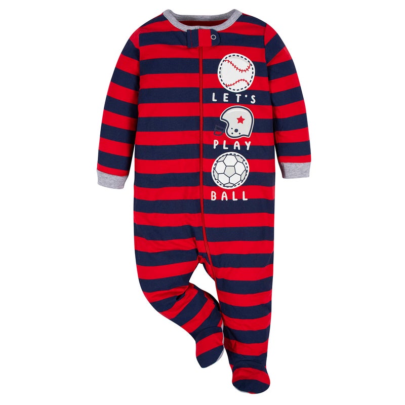 Gerber Baby Boys 4 Pack 'N Play Footie And Toddler Sleepers, Sports Blue, 6-9 Months US - Image 4