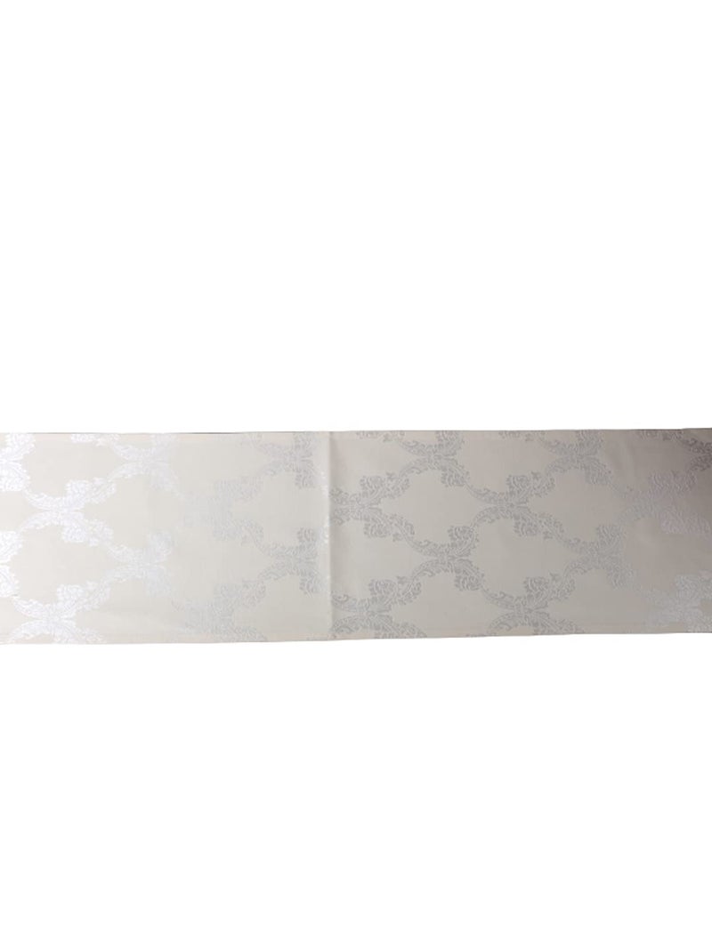 Home-The Best is for You Cotton Table Runner with Woven Damask Design (Cream_Ogee, 13X60 Inch) - Pack of 1 - Image 4