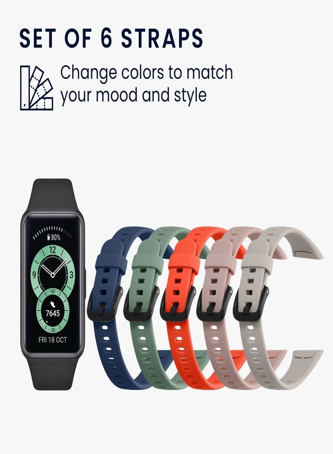 kwmobile Strap Set compatible with Huawei Band 6 & 6 Pro/Honor Band 7 & 6 Straps - 6x TPU Silicone Replacement Wristband - Multicolor - Image 3