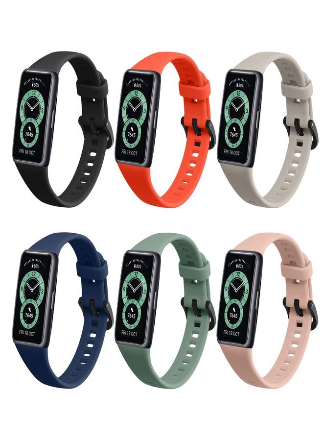 kwmobile Strap Set compatible with Huawei Band 6 & 6 Pro/Honor Band 7 & 6 Straps - 6x TPU Silicone Replacement Wristband - Multicolor - Image 1