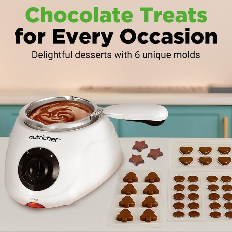 NutriChef Electric Fondue Pot | 25W Chocolate Melting Warmer | 8.8 Oz Capacity | Keep Warm Dipping Function & Removable Pot | Perfect for Melting Chocolate, Butter & Cheese | White - Image 3