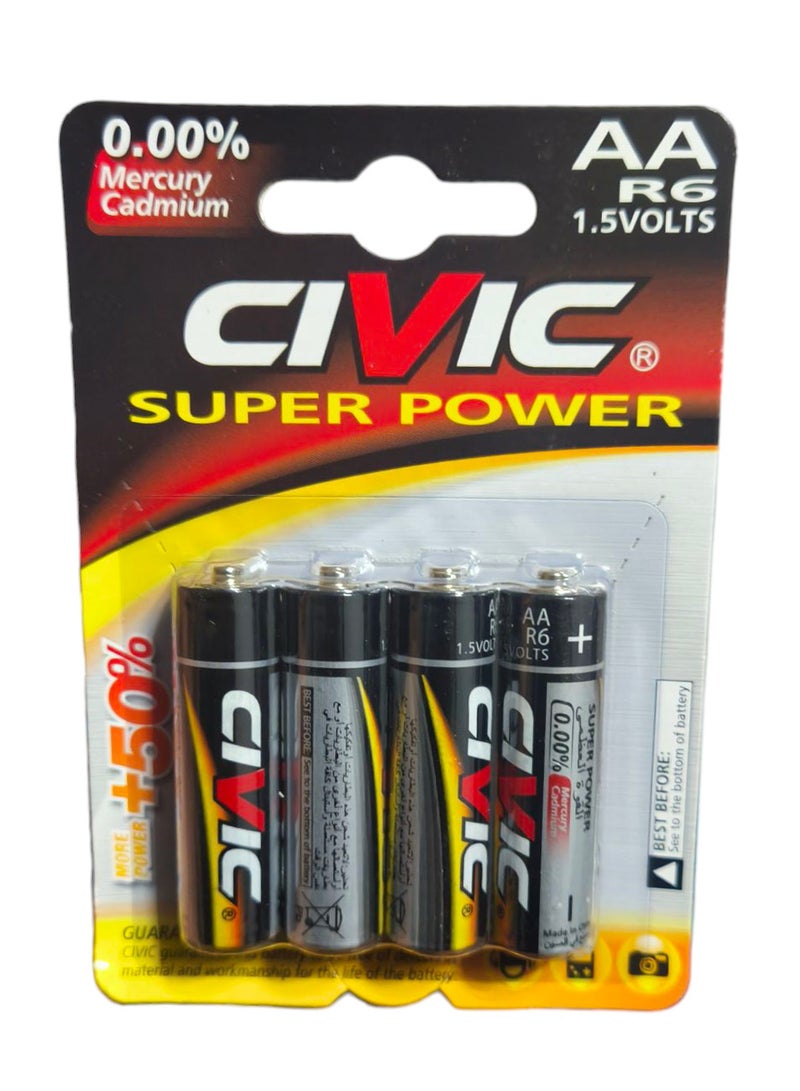 Civic 3-Packs of 4 Max AA Batteries Silver/Black - Image 2