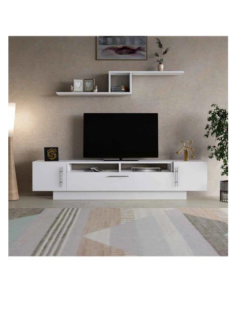 Modern white TV table, 180 cm - TV13 180x40x55 cm