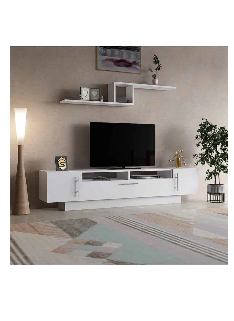 Modern white TV table, 180 cm - TV13 180x40x55 cm