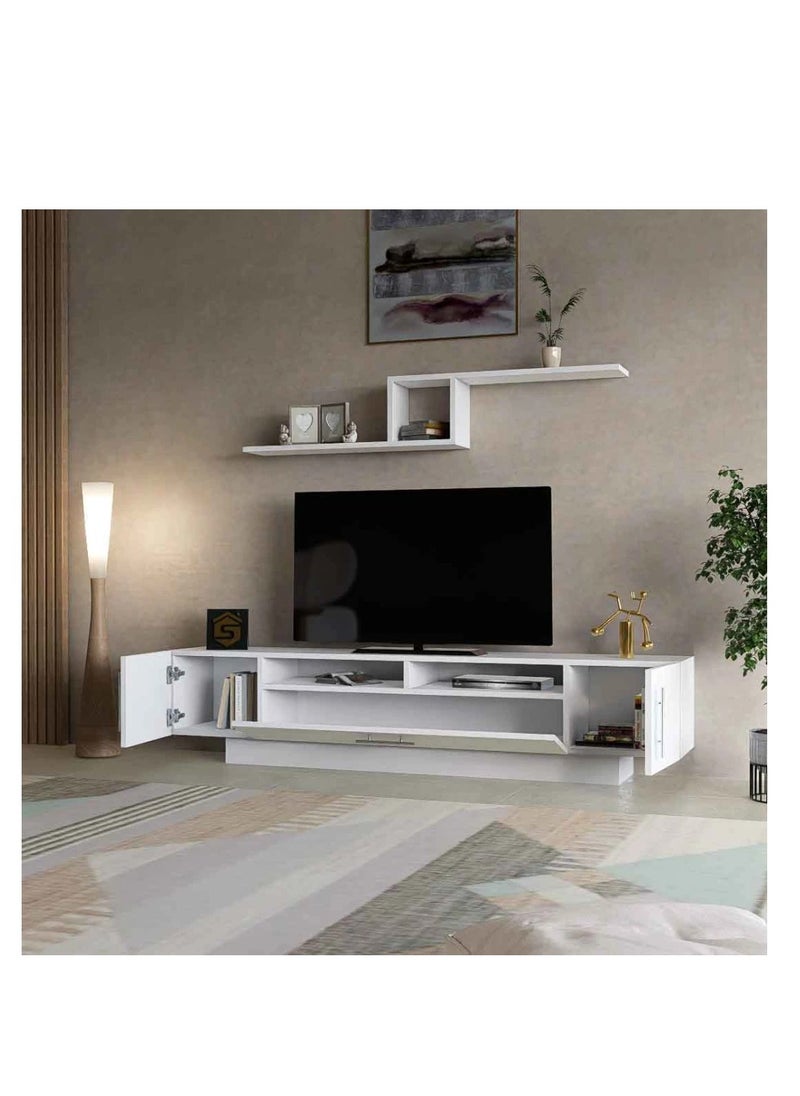 Modern white TV table, 180 cm - TV13 180x40x55 cm