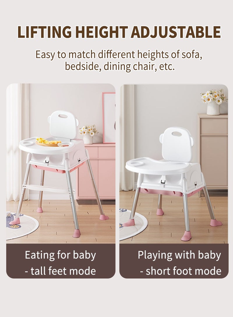 بيروي كرسي مرتفع للرضع 3 في 1 كرسي مرتفع محمول للطفل الرضيع 3 في 1 كرسي طعام للرضع قابل للتعديل الارتفاع مقعد قابل للطي للطفل الصغير مع صينية وجبات طعام، كرسي أطفال محمول متعدد الوظائف قابل لتعديل الارتفاع، مقعد معزز لتغذية الرضع من عمر 6 أشهر إلى 4 سنوات - Image 4