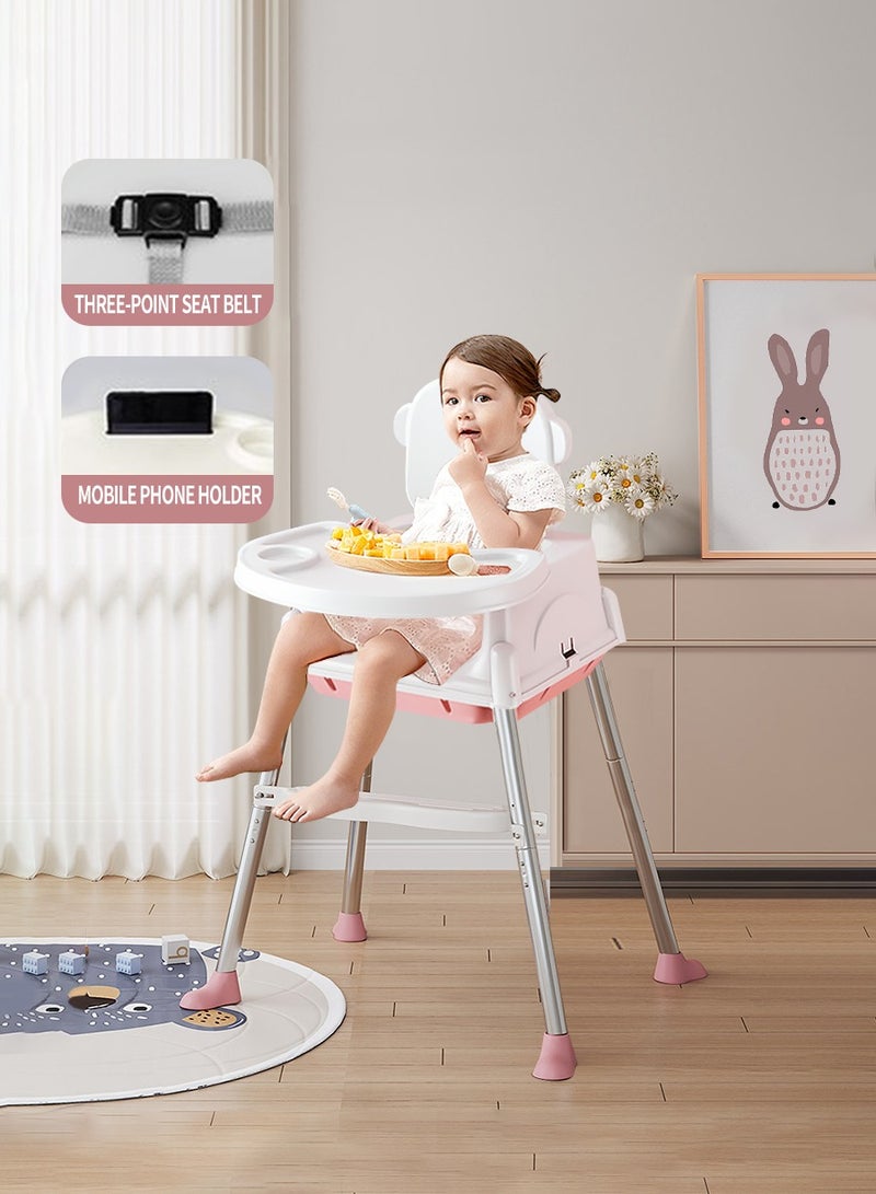 بيروي كرسي مرتفع للرضع 3 في 1 كرسي مرتفع محمول للطفل الرضيع 3 في 1 كرسي طعام للرضع قابل للتعديل الارتفاع مقعد قابل للطي للطفل الصغير مع صينية وجبات طعام، كرسي أطفال محمول متعدد الوظائف قابل لتعديل الارتفاع، مقعد معزز لتغذية الرضع من عمر 6 أشهر إلى 4 سنوات - Image 1