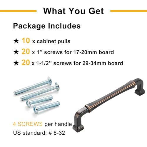 BEROSSA 10 Pack 3 Inch Oil Rubbed Bronze Cabinet Pulls Brushed Bronze Cabinet Handles Bronze Drawer Pulls 3175 Cabinet Hardware for Kitchen Cabinets Drawers Bedroom Dresser Bathroom Vanity - Image 5