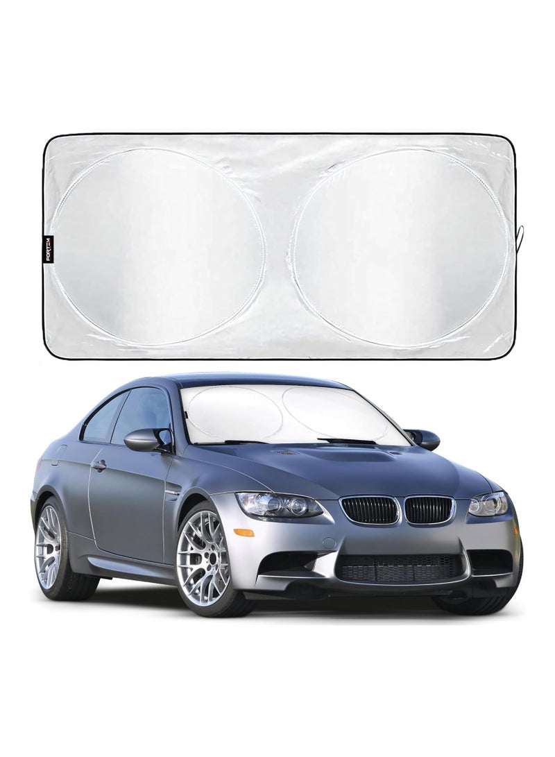Car Windshield Sun Shade, Foldable Reflector Sunshade Offers Ultimate Protection for Car Interior, Cool Reflective Sun Blocker, UV Rays and Heat Sun Visor Protector (70*150cm) - Image 1