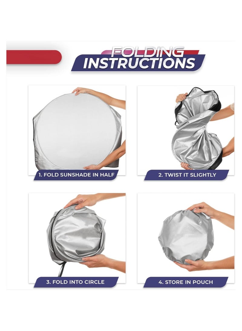 Car Windshield Sun Shade, Foldable Reflector Sunshade Offers Ultimate Protection for Car Interior, Cool Reflective Sun Blocker, UV Rays and Heat Sun Visor Protector (70*150cm) - Image 5