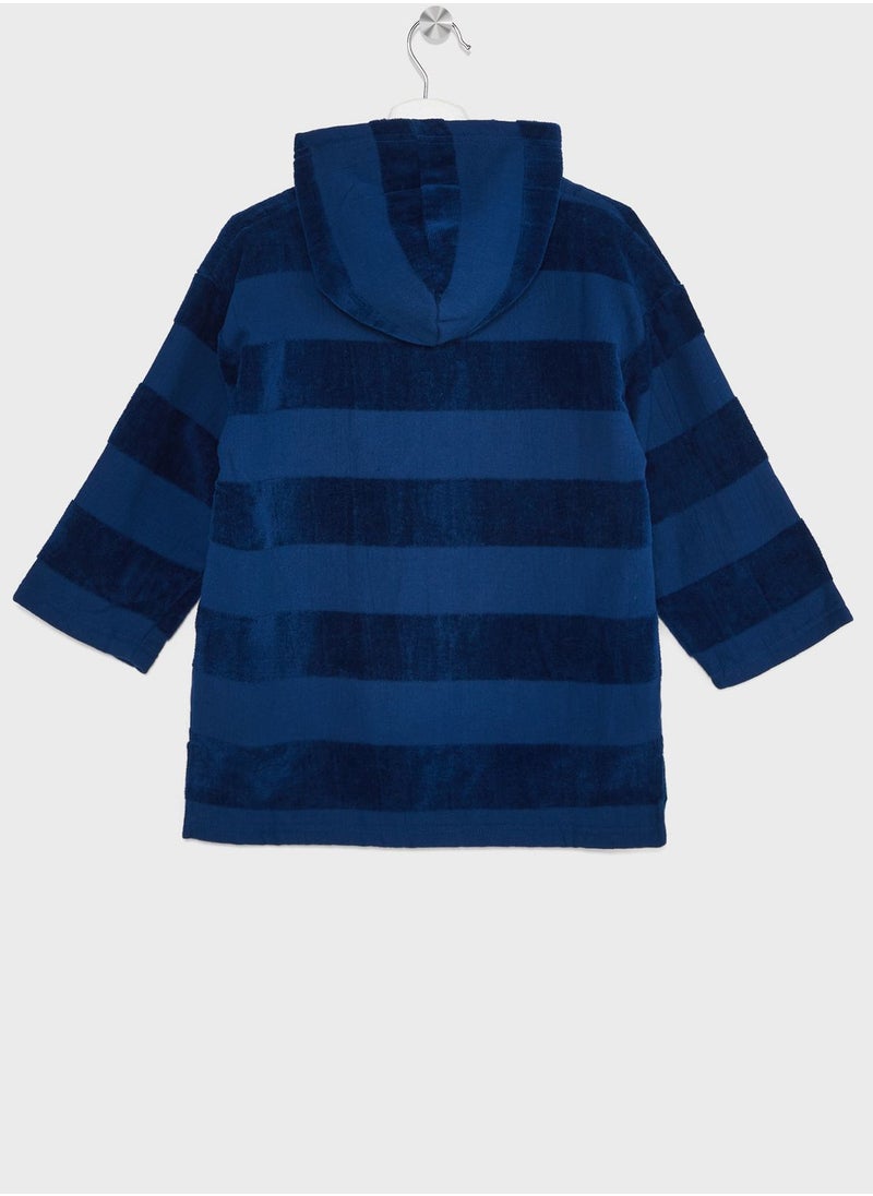 Cotton On - Stripes Kids Zip Thru Hooded Towel - Image 1