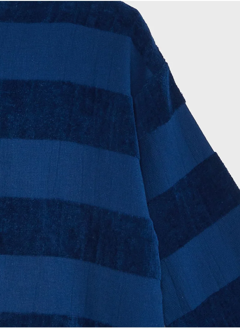 Cotton On Stripes Kids Zip Thru Hooded Towel