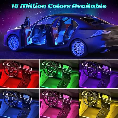 TEKSHINNY Car LED Interior Strip Lights, RGB Car Interior LED Light Wireless APP and Remote Control, 9 in 1 Ambient Lighting Kit with 236 Inches Fiber Optic, EL Wire Lights for Car Inside - Image 2