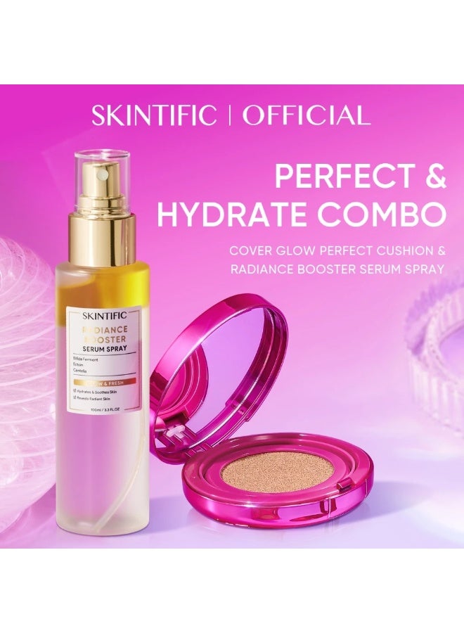 SKINTIFIC PERFECT & HYDRATE COMBO-Cover Perfect Glow Cushion (01 Vanilla) + Radiance Booster Serum Spray Poreless Flawless - Image 2