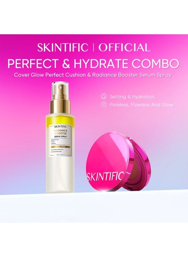 SKINTIFIC PERFECT & HYDRATE COMBO-Cover Perfect Glow Cushion (01 Vanilla) + Radiance Booster Serum Spray Poreless Flawless - Image 1