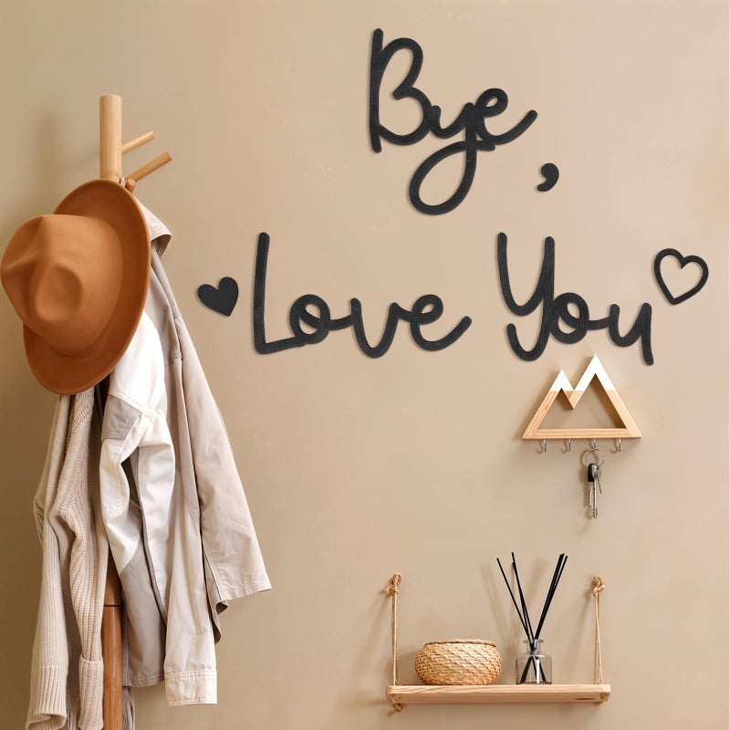 Dripykiaa Love You Bye Wood Sign Home Decor Boho Decor Wall Decor Express Love and Warm for Your Family Lovers Wall Art Gift Hallway Entryway Door Valentine Decorations for Home - Image 4