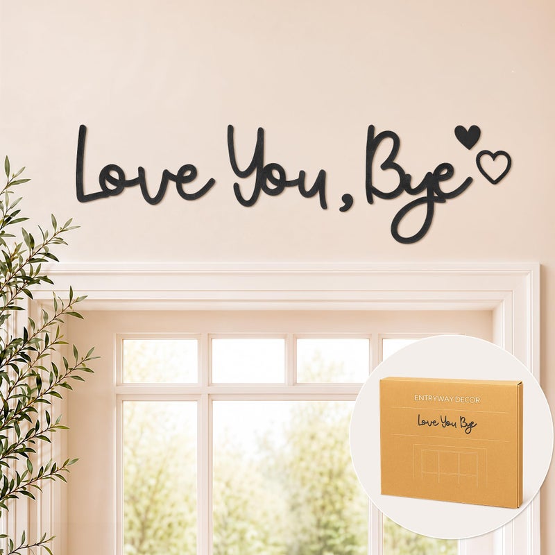 Dripykiaa Love You Bye Wood Sign Home Decor Boho Decor Wall Decor Express Love and Warm for Your Family Lovers Wall Art Gift Hallway Entryway Door Valentine Decorations for Home - Image 1