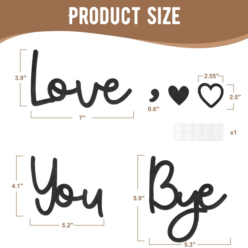 Dripykiaa Love You Bye Wood Sign Home Decor Boho Decor Wall Decor Express Love and Warm for Your Family Lovers Wall Art Gift Hallway Entryway Door Valentine Decorations for Home - Image 2