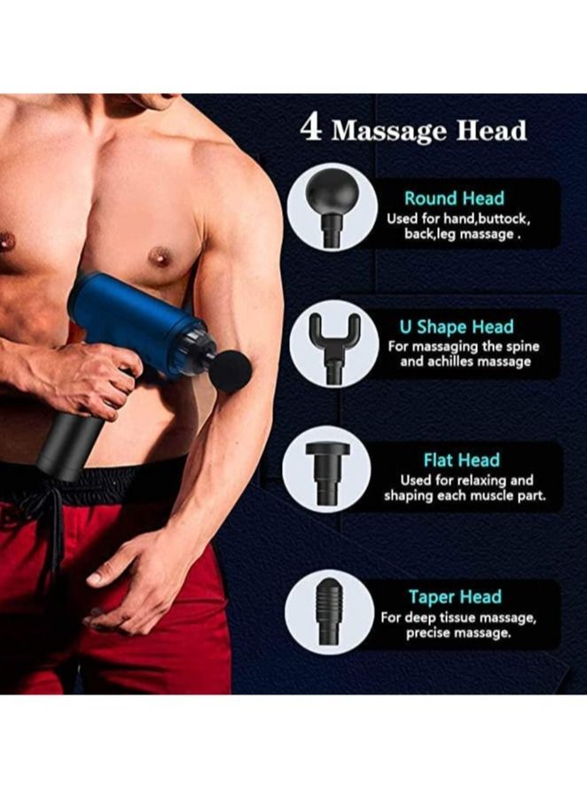 Massage Gun, Percussion Muscle Massager Deep Tissue Massage Gun for Pain Relief with 4 Massage Heads 6 Speed High-Intensity Vibration Super Quiet Cordless Handheld (BLUE) - Image 4