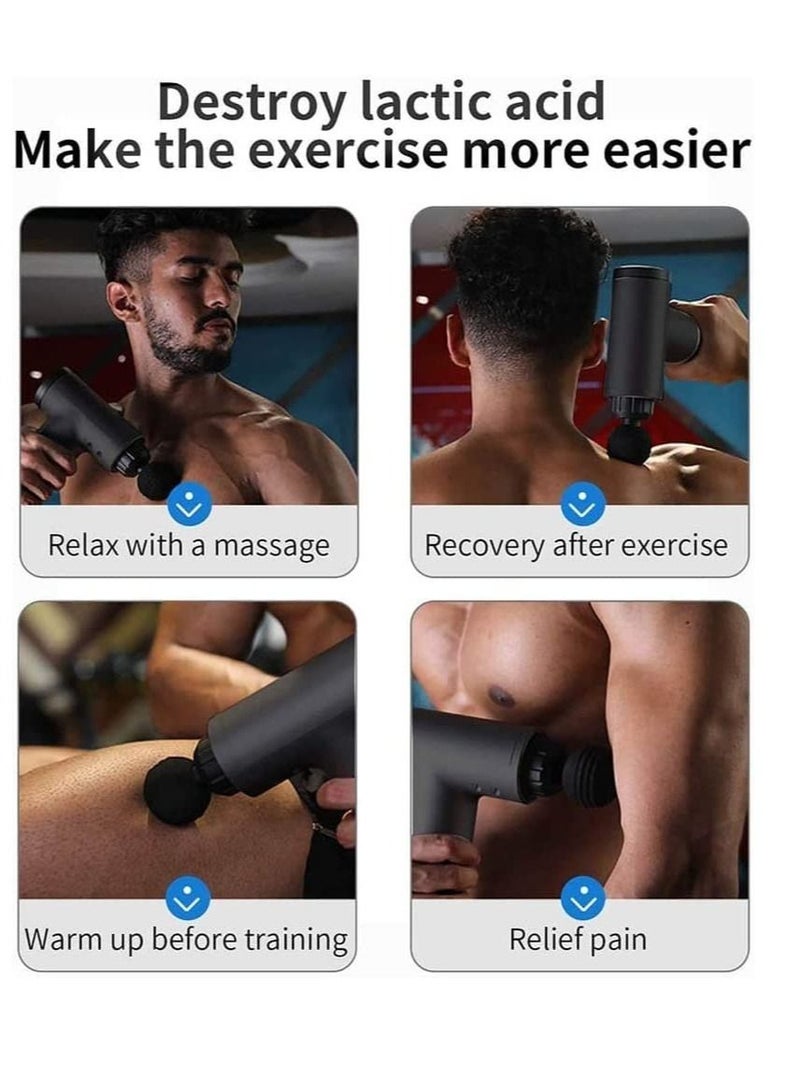 Massage Gun, Percussion Muscle Massager Deep Tissue Massage Gun for Pain Relief with 4 Massage Heads 6 Speed High-Intensity Vibration Super Quiet Cordless Handheld (BLUE) - Image 3