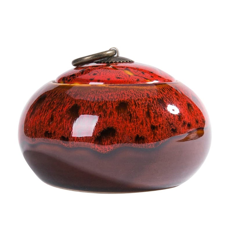 Simcat Ceramic Storage Jars  Exquisite Glaze Food Canisters for Kitchen Spice Storage Tea Caddy Storage Coffee Jar Condiment Jar with Seald Lid (Red B) - Image 1