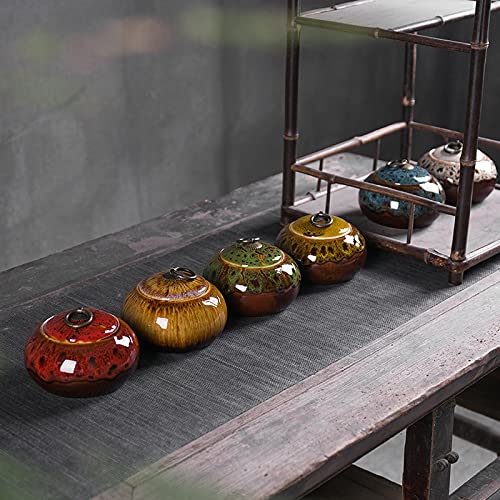Simcat Ceramic Storage Jars  Exquisite Glaze Food Canisters for Kitchen Spice Storage Tea Caddy Storage Coffee Jar Condiment Jar with Seald Lid (Red B) - Image 3