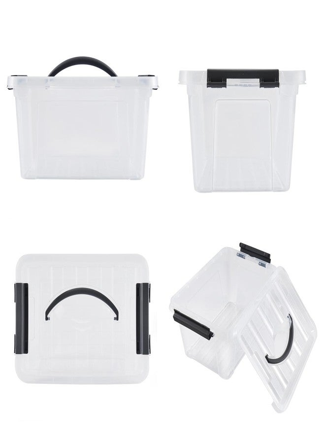 Eslite 6 Quart Plastic Stackable Storage Latch Bins,Clear Latching Box with Handle and Lid,Pack of 6 (Black Handle) - Image 4