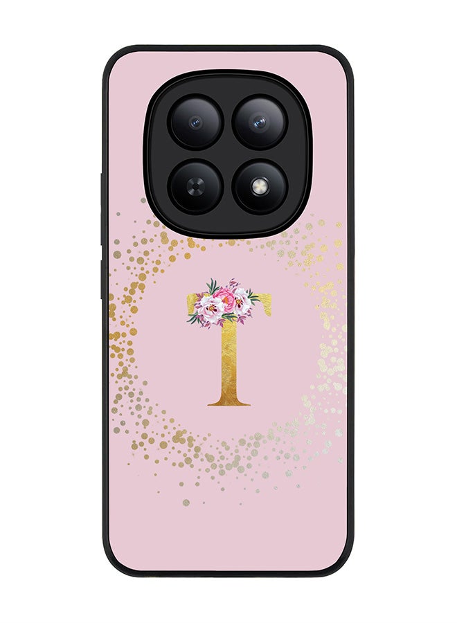 For Xiaomi Redmi Note 15 5G / Poco M8 Case,Slim fit Camera Protection, Shockproof Thin Phone cover  - Custom Monogram Floral - T  (Pink )