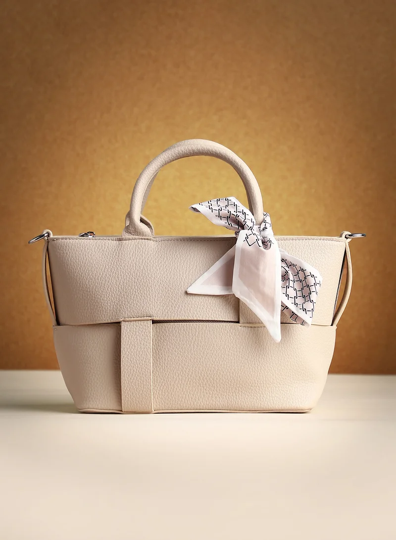 Woven Detail Top Handle Bag