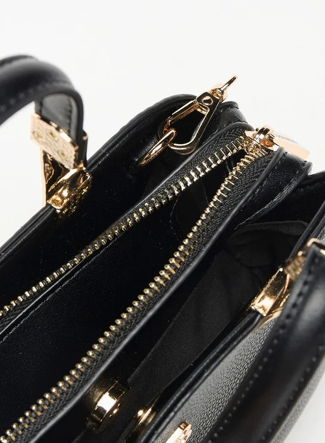 Flora Bella By Shoexpress Textured Tote Bag with Chain Strap and Zip Closure