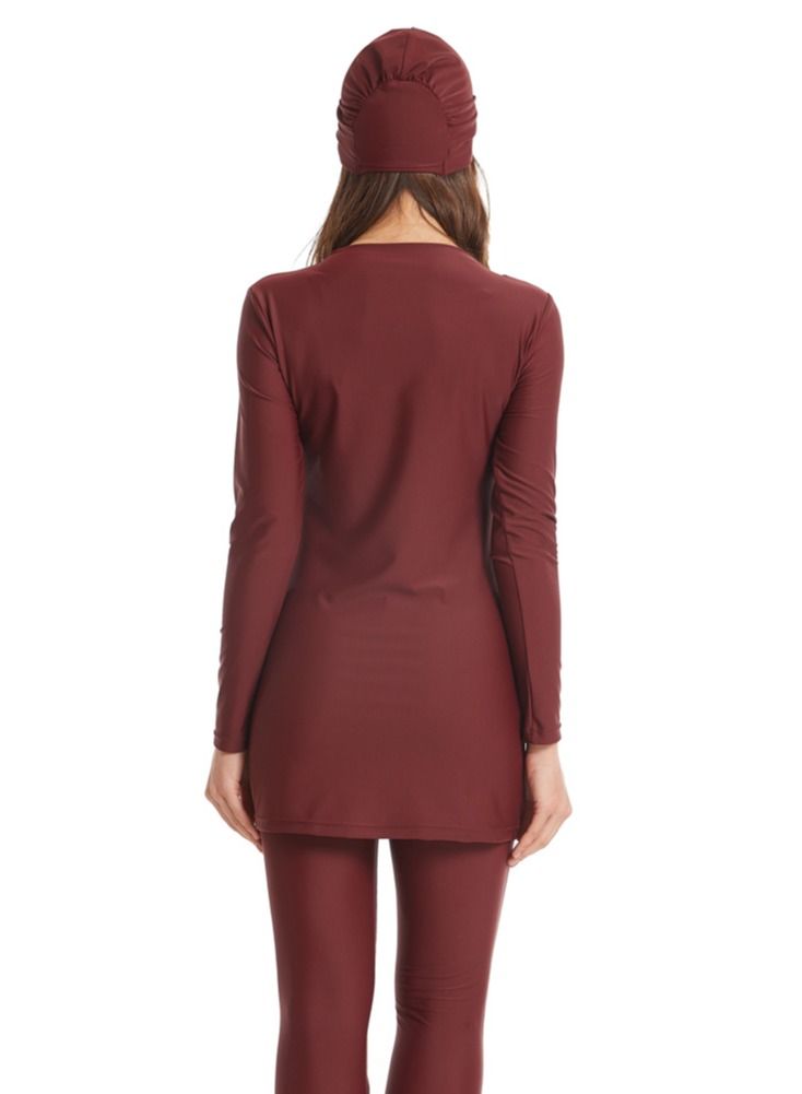 Loquat Swimwear 3-piece Long Sleeved Trousers Hat Red - Image 2