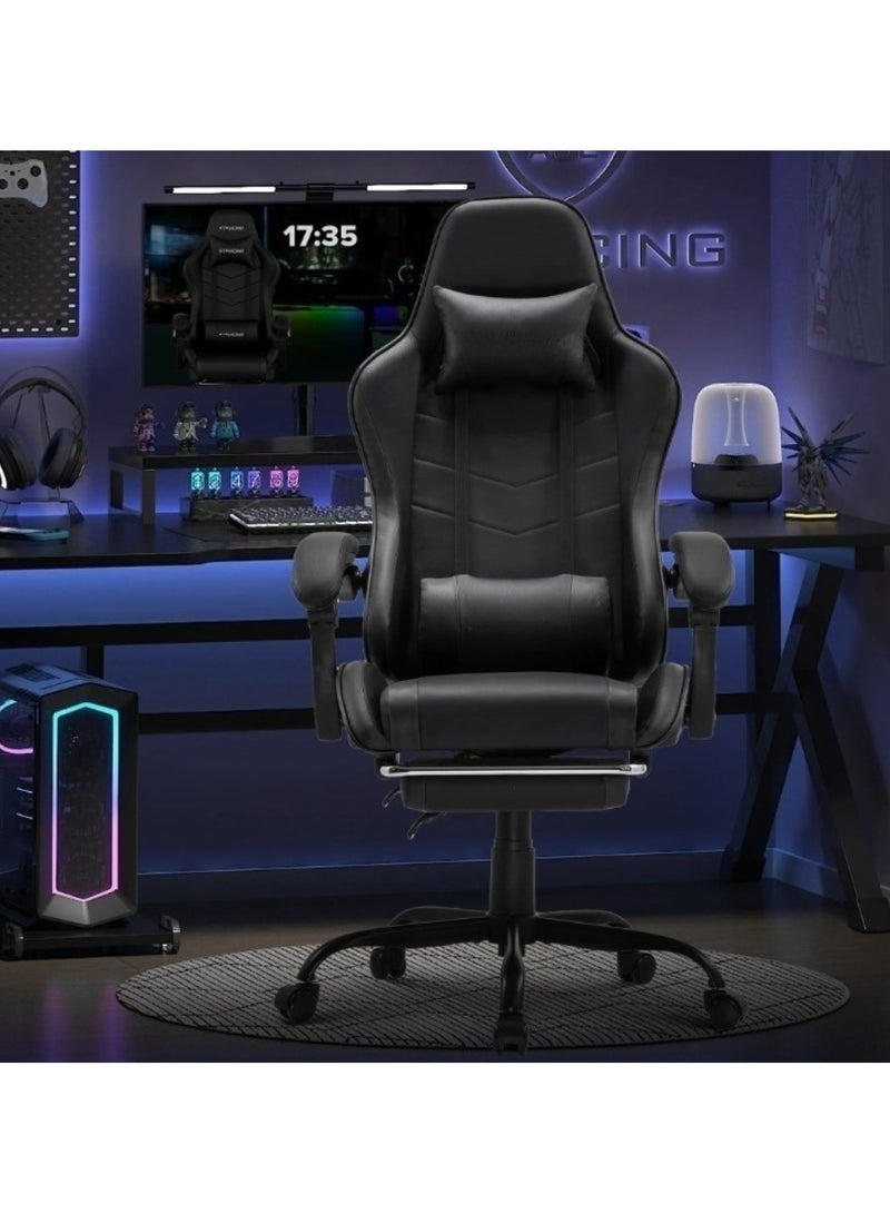 Huitich Ergonomic Gaming Chair Heavy Duty Office Throne with Headrest Armrest and Footrest Black  - Image 2