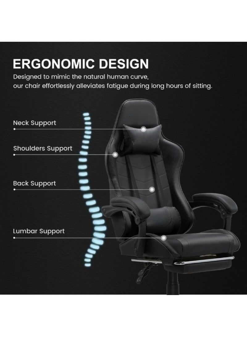 Huitich Ergonomic Gaming Chair Heavy Duty Office Throne with Headrest Armrest and Footrest Black  - Image 4