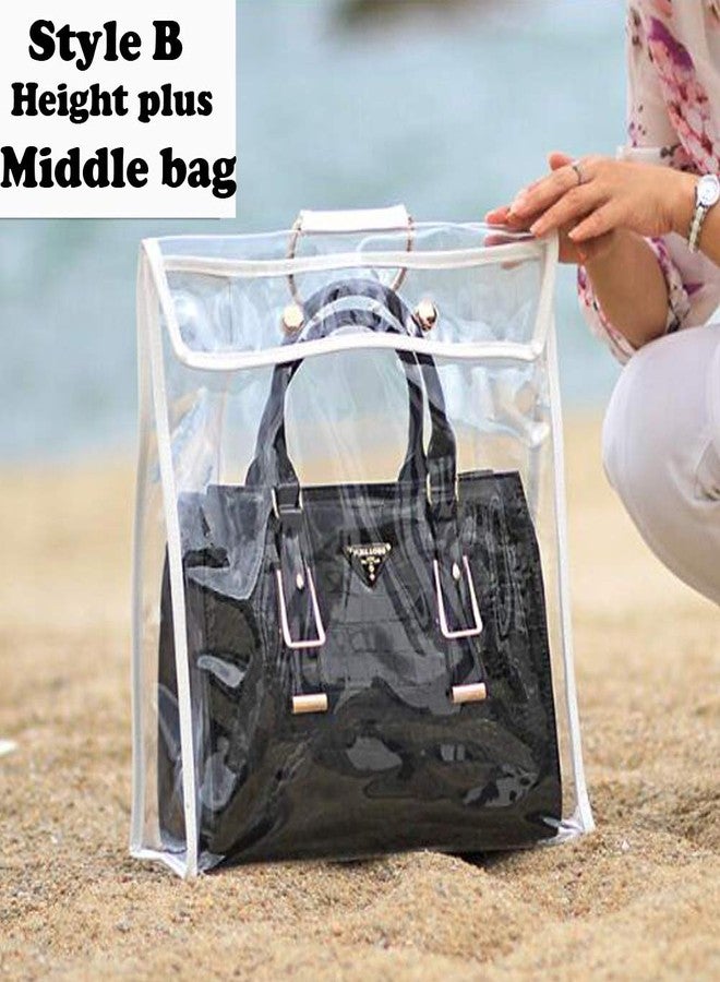 OIF Transparent Dust Bag Clear Purse Organizer Dustproof Handbag Wardrobe Hook Holder Mother's Day (5.9’’14.6’’15.7’’) - Image 3