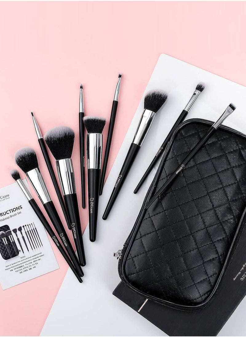 DUcare - Makeup Brushes with Bag 10Pcs Travel Makeup Brushset Women Gift Premium Kabuki Foundation Blending Brush Face Powder Blush Concealers Eye Shadows with Case - Image 1