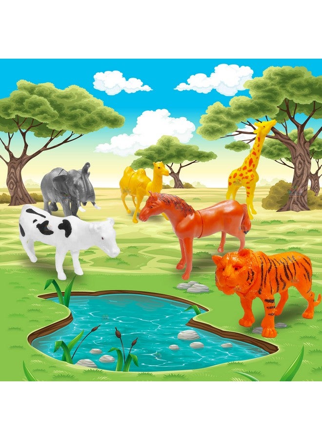 VGRASSP 6 Pcs Wild and Farm Animal Toy Figure for Kids - Pretend Play Toy Set for Your Little Kids - Jungle Animals, Educational Toy, Birthday Return Gift for Boys and Girls - Multicolor - Image 2