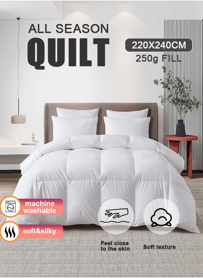 Arabest Comfortert, 240 x 220 cm King Size Duvet Insert, Quilted All Season Duvet, Soft White Quilt  - Image 1